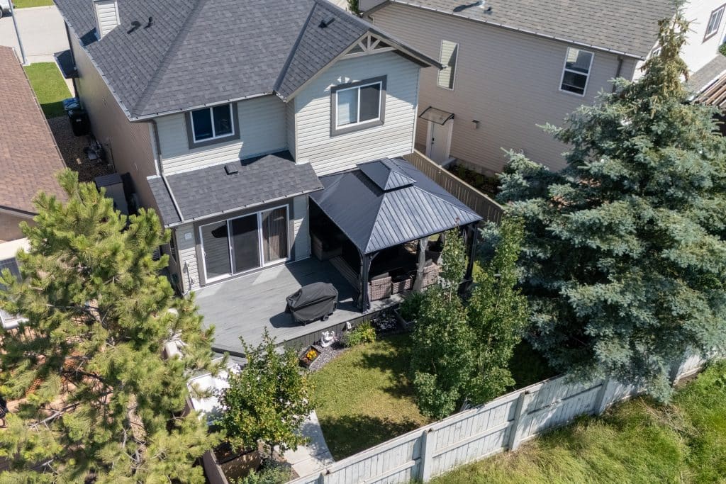 Composite deck with covered gazebo built by Pemadale in Somerset Calgary